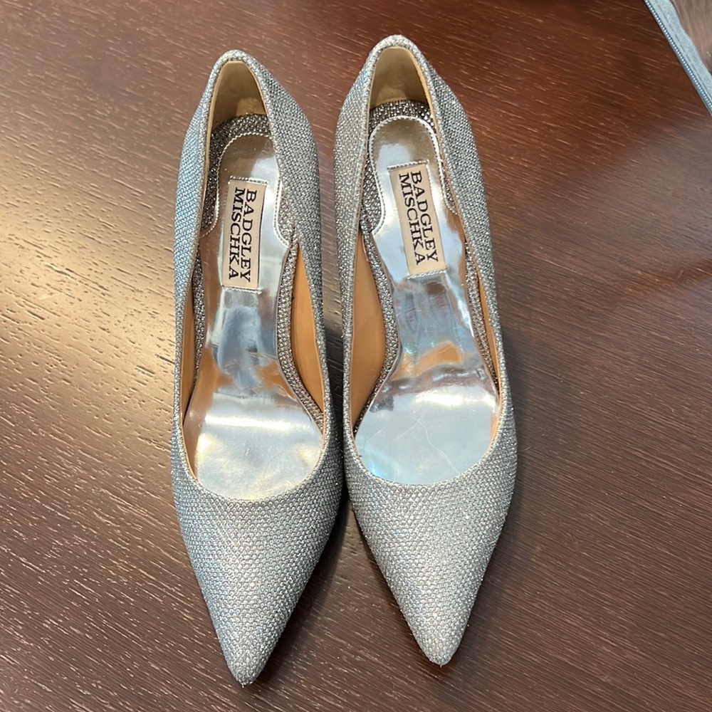 Badgley Mischka silver heels